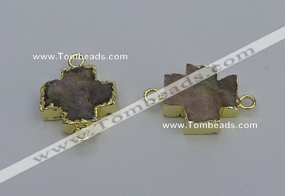 NGC5663 20*20mm - 22*22mm cross druzy agate connectors wholesale