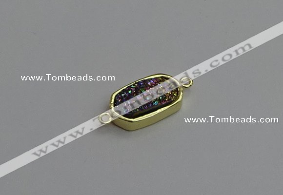 NGC5711 10*16mm freeform plated druzy quartz connectors