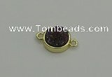 NGC5782 12mm coin plated druzy agate connectors wholesale