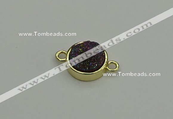 NGC5782 12mm coin plated druzy agate connectors wholesale