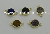 NGC5786 12mm coin plated druzy agate connectors wholesale