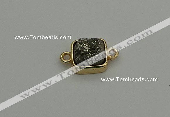 NGC5788 10*10mm square plated druzy agate connectors wholesale