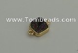 NGC5792 10*10mm square plated druzy agate connectors wholesale