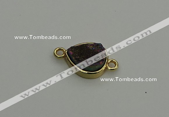 NGC5802 10*14mm flat teardrop plated druzy agate connectors