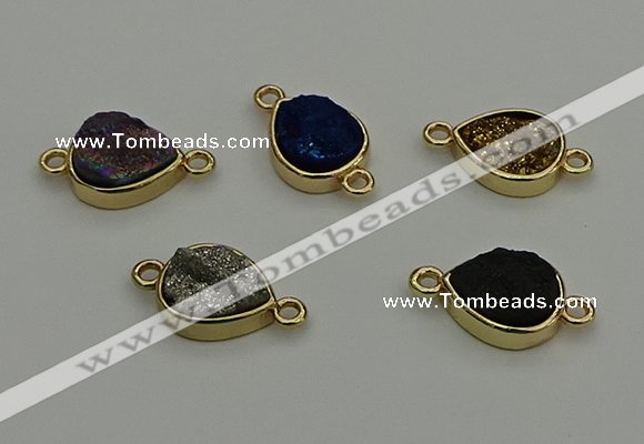 NGC5806 10*14mm flat teardrop plated druzy agate connectors