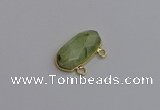 NGC5816 13*25mm faceted oval green rutilated quartz connectors