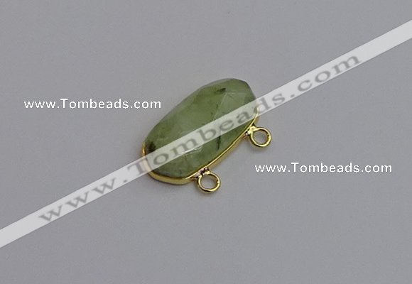 NGC5816 13*25mm faceted oval green rutilated quartz connectors