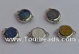 NGC5830 15mm coin plated druzy agate connectors wholesale