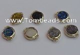 NGC5832 15mm coin plated druzy agate connectors wholesale