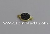 NGC5846 11*13mm oval plated druzy agate connectors wholesale