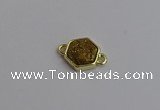 NGC5851 12*12mm hexagon plated druzy agate connectors wholesale