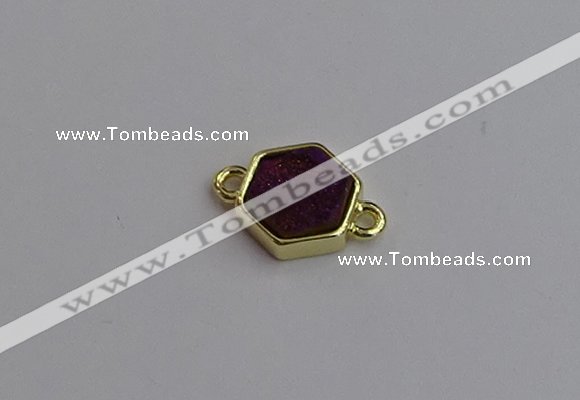 NGC5852 12*12mm hexagon plated druzy agate connectors wholesale