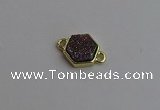 NGC5853 12*12mm hexagon plated druzy agate connectors wholesale