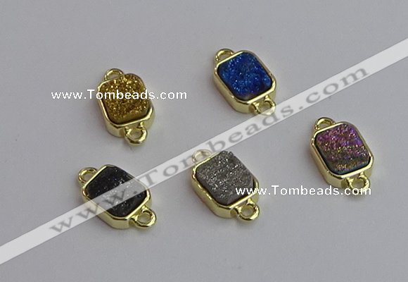 NGC5868 10*12mm rectangle plated druzy agate connectors wholesale