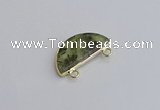 NGC5904 13*26mm moon green qutilated quartz connectors wholesale