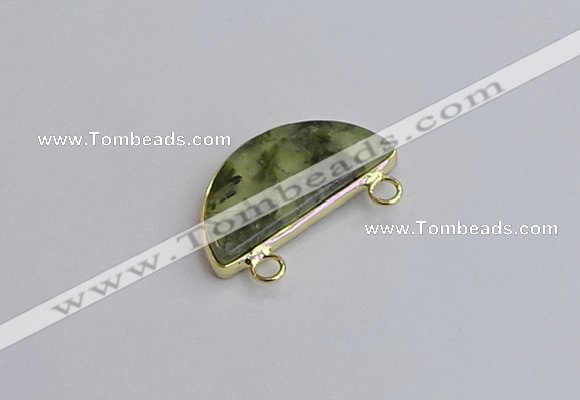 NGC5904 13*26mm moon green qutilated quartz connectors wholesale