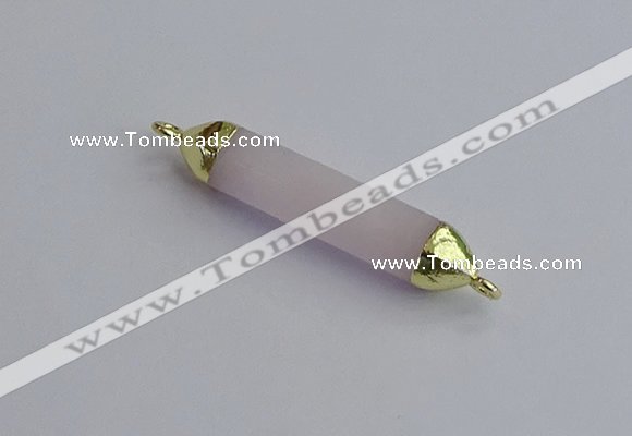 NGC5942 8*40mm tube rose quartz connectors wholesale