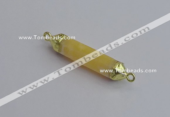 NGC5947 8*40mm tube yellow lace calcite connectors wholesale