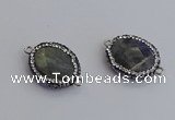 NGC5960 18*22mm faceted oval labradorite connectors wholesale