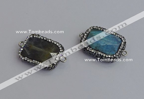 NGC5961 18*22mm faceted rectangle labradorite connectors wholesale