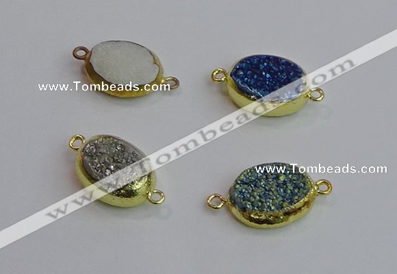 NGC5975 15*20mm oval plated druzy agate connectors wholesale