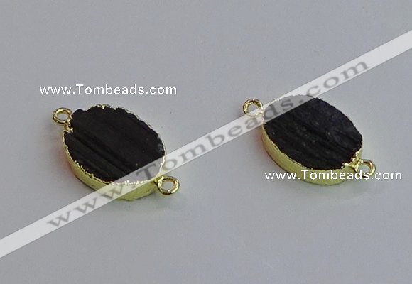 NGC5983 15*20mm oval black tourmaline connectors wholesale