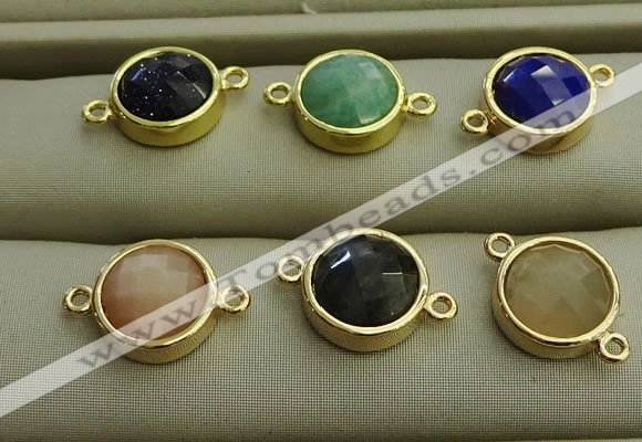 NGC5992 12mm coin mixed gemstone connectors wholesale