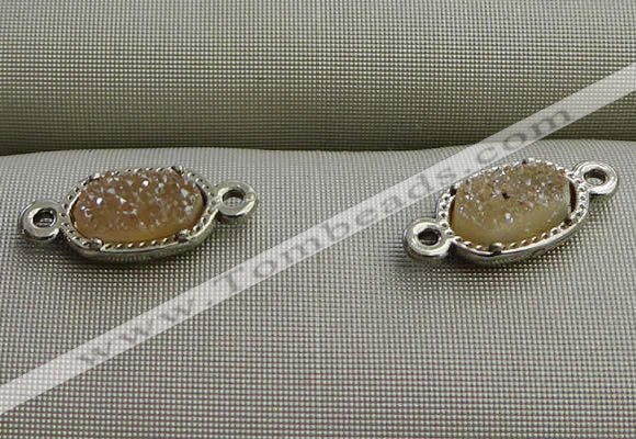 NGC6011 5*8mm oval plated druzy agate connectors wholesale