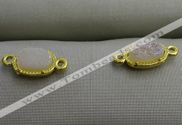 NGC6018 5*8mm oval plated druzy agate connectors wholesale