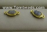 NGC6019 5*8mm oval plated druzy agate connectors wholesale