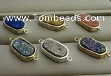 NGC6026 10*16mm oval plated druzy agate connectors wholesale