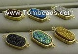 NGC6027 10*16mm oval plated druzy agate connectors wholesale