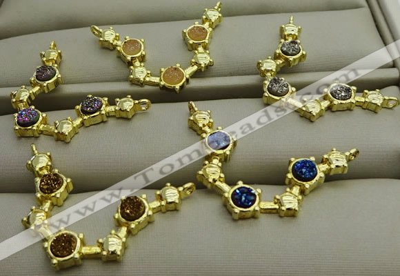 NGC6039 25*35mm plated druzy agate connectors wholesale