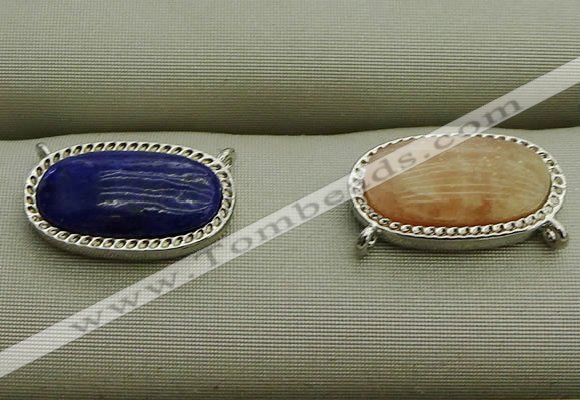 NGC6041 10*16mm oval mixed gemstone connectors wholesale