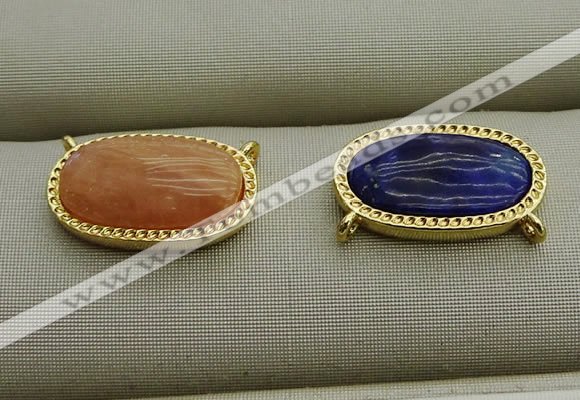 NGC6042 10*16mm oval mixed gemstone connectors wholesale