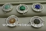 NGC6044 16mm coin mixed gemstone connectors wholesale