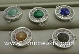 NGC6044 16mm coin mixed gemstone connectors wholesale