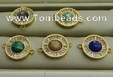 NGC6045 16mm coin mixed gemstone connectors wholesale