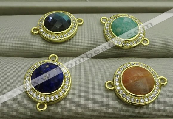 NGC6049 15mm coin mixed gemstone connectors wholesale