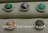 NGC6051 11mm coin mixed gemstone connectors wholesale