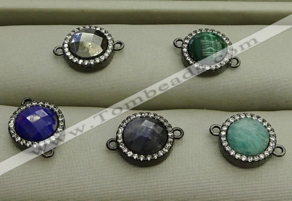 NGC6053 11mm coin mixed gemstone connectors wholesale