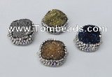 NGC634 24*25mm - 26*28mm freeform plated druzy agate connectors