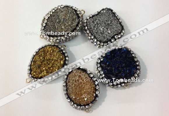 NGC638 20*28mm - 25*30mm freeform plated druzy agate connectors