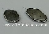 NGC6508 25*30mm - 25*40mm freeform black rutilated quartz connectors