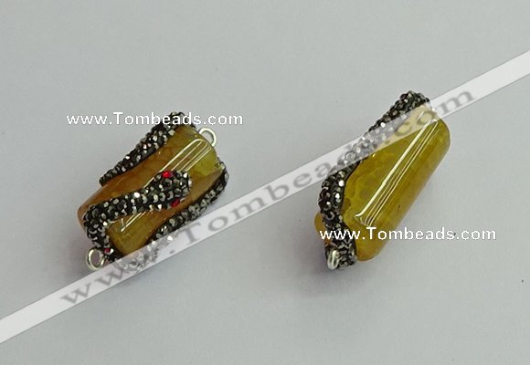 NGC6521 12*25mm tube agate gemstone connectors wholesale