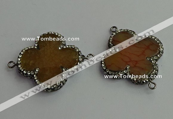 NGC6539 35*35mm flower agate gemstone connectors wholesale