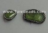 NGC6548 18*25mm - 25*30mm freeform green rutilated quartz connectors