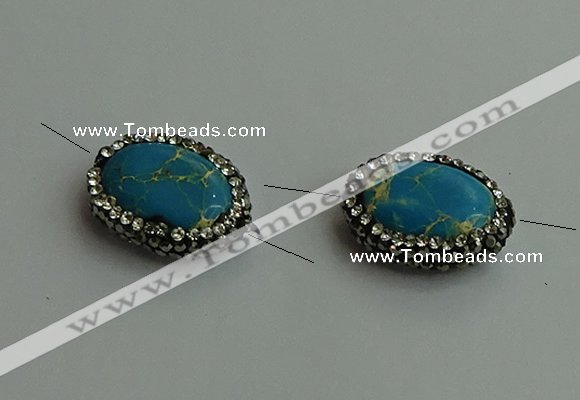 NGC6559 16*20mm oval sea sediment jasper connectors wholesale