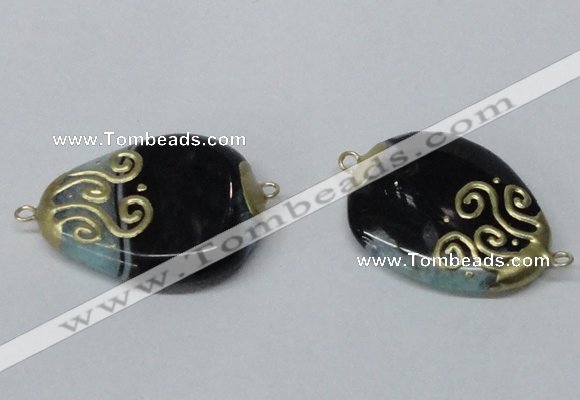 NGC657 20*30mm - 30*40mm freeform druzy agate connectors wholesale