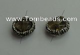 NGC6580 18mm - 20mm flat round smoky quartz connectors wholesale